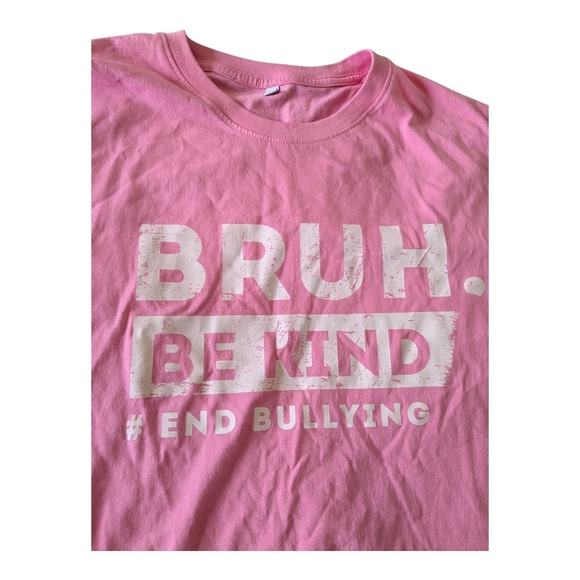 Graphic T-shirt, 'Be Kind-End Bullying"'. Size XS. Pink And White. - Picture 5 of 7